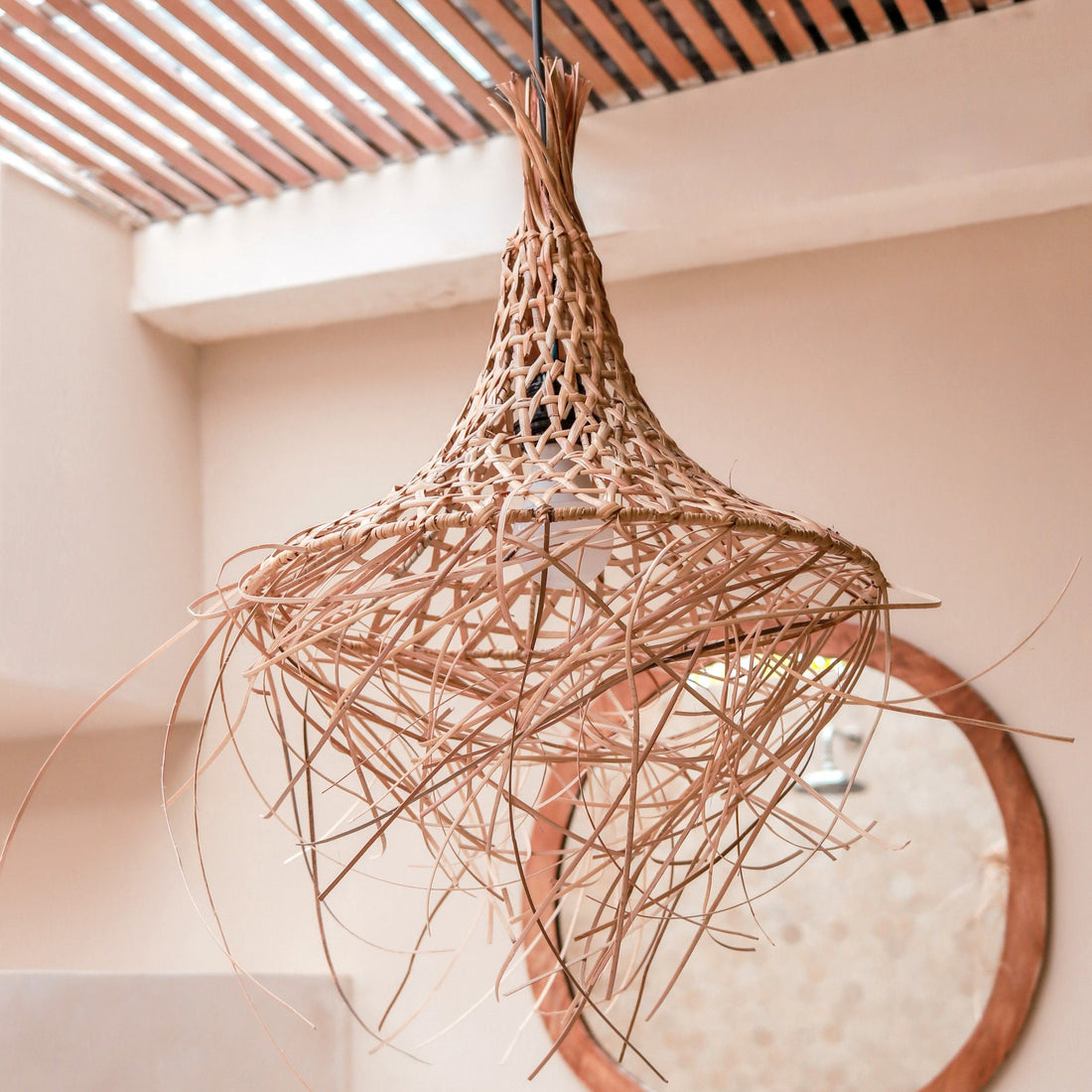 Lampenschirm aus Bambus mit Quasten | Natürlicher Lampenschirm | Pendelleuchte GILI