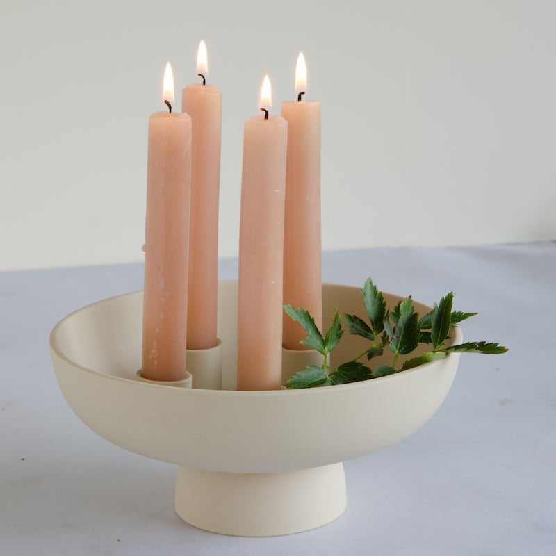 Kerzenständer Loua beige Keramik 22x22x9cm