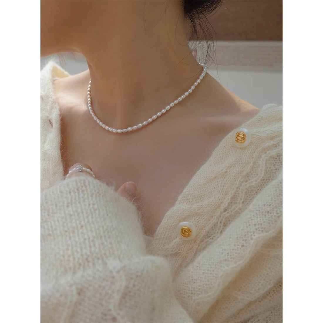 Elegante, schlanke Perlenkette – Süßwasserperlen in AAAA-Qualität – verstellbar